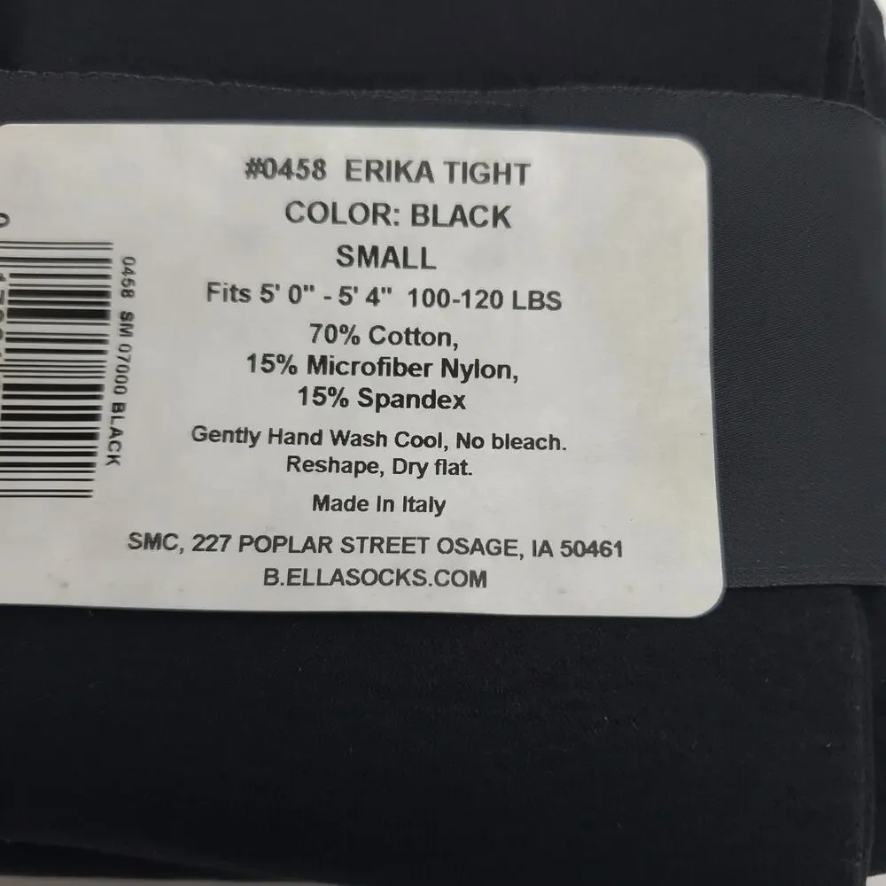 70% Cotton Blend Tights SMALL Black B.ella Erika Opaque NEW Italian Luxe Hosiery